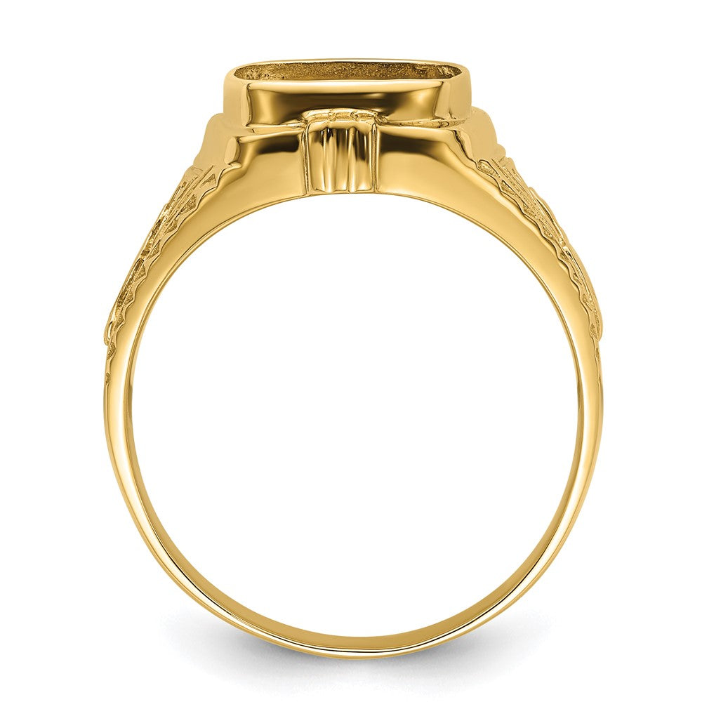 10K Yellow Gold Men'S Polished And Textured Masonic Ring Mounting