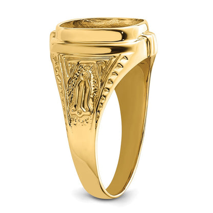 10K Yellow Gold Men'S Polished And Textured Masonic Ring Mounting
