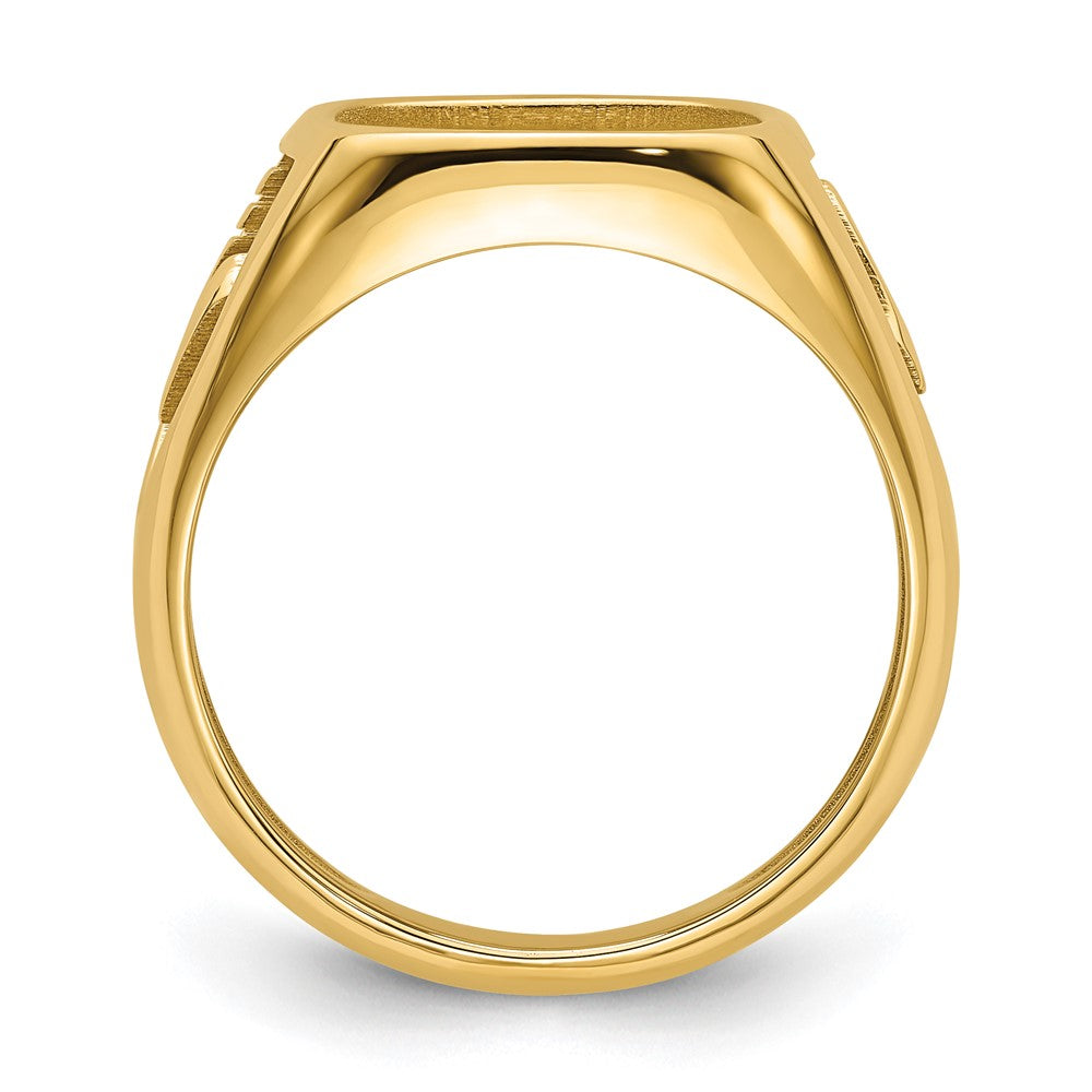 10K Yellow Gold Men'S Polished And Textured Masonic Ring Mounting