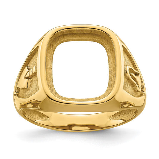 10K Yellow Gold Men'S Polished And Textured Masonic Ring Mounting