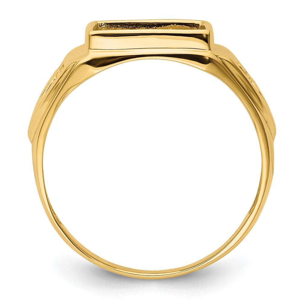 10K Yellow Gold Men'S Polished And Textured Masonic Ring Mounting
