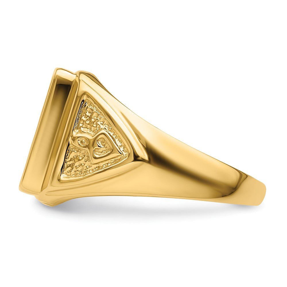 10K Yellow Gold Men'S Polished And Textured Masonic Ring Mounting
