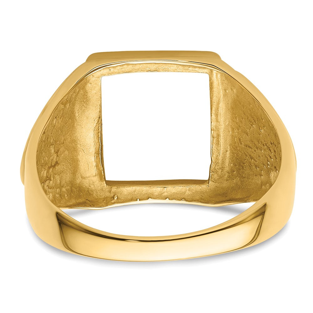 10K Yellow Gold Men'S Polished And Textured Masonic Ring Mounting