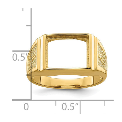 10K Yellow Gold Men'S Polished And Textured Masonic Ring Mounting