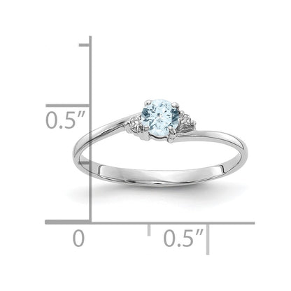 10K White Gold 10K Aquamarine And Diamond Ring