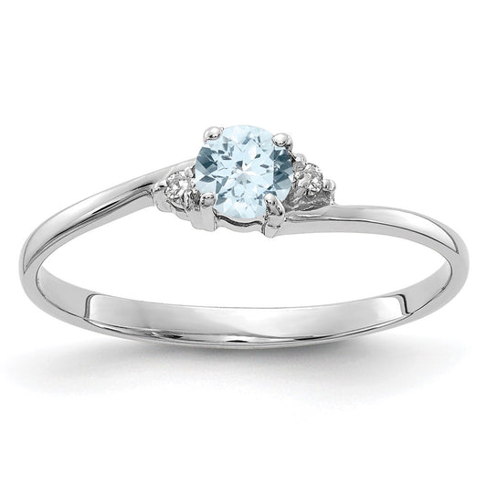 10K White Gold 10K Aquamarine And Diamond Ring