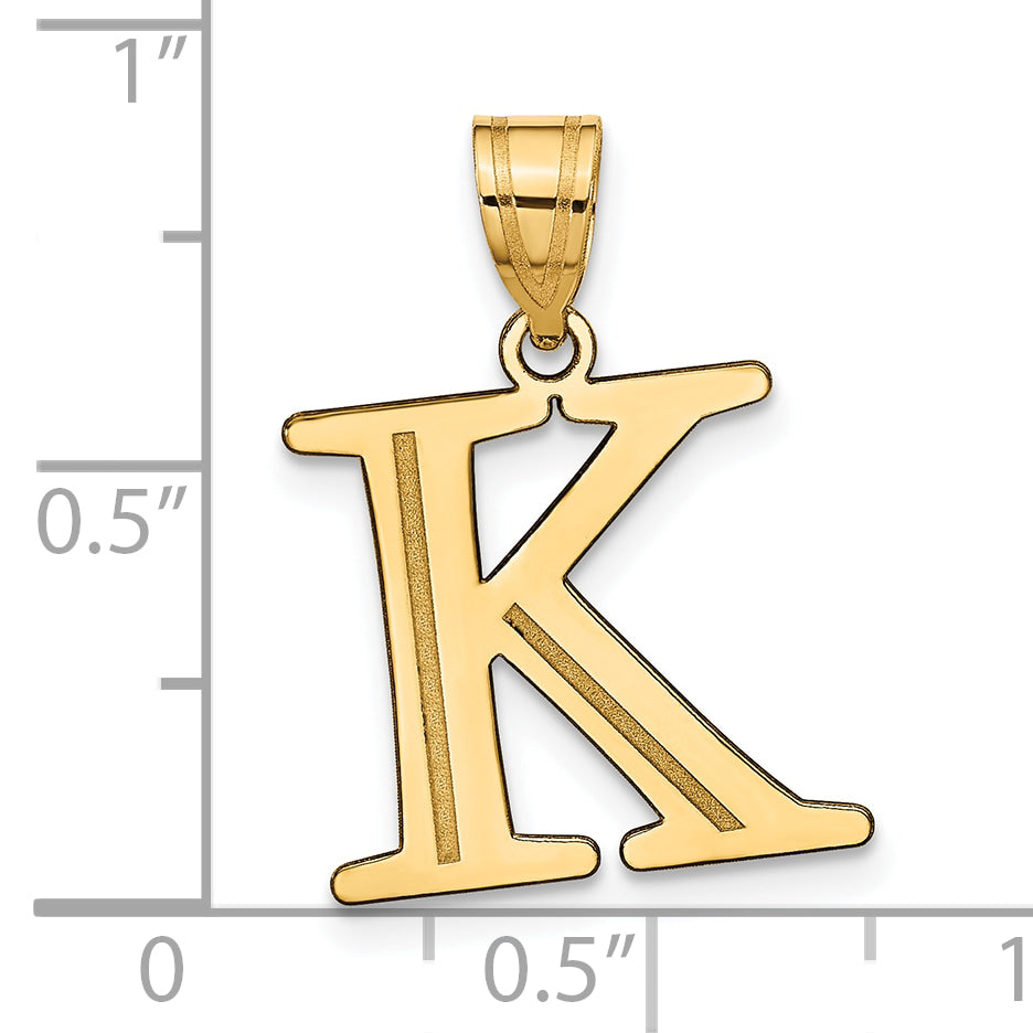 10K Yellow Gold 10K Polished Etched Letter K Initial Pendant