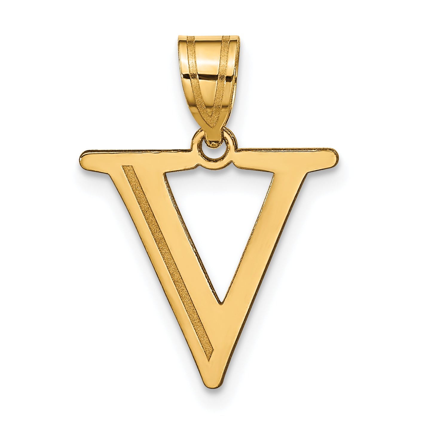 10K Yellow Gold 10K Polished Etched Letter V Initial Pendant