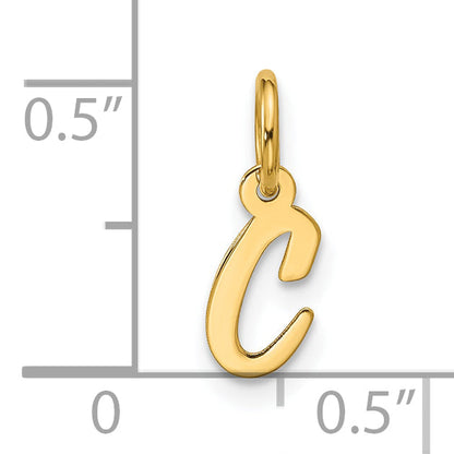 10K Yellow Gold Small Script Initial C Charm