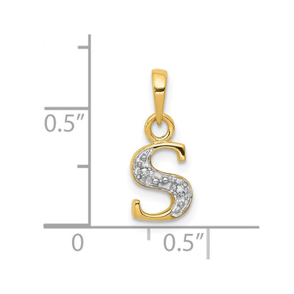 10K Yellow W/Rhodium 10K And Rhodium Diamond Initial S Charm