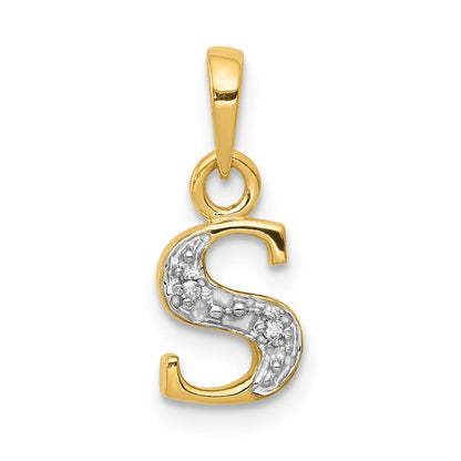 10K Yellow W/Rhodium 10K And Rhodium Diamond Initial S Charm