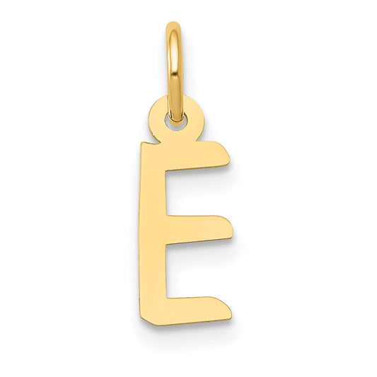 10K Yellow Gold Small Slanted Block Initial E Charm