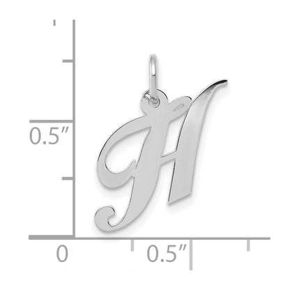 10K White Gold Small Fancy Script Initial H Charm