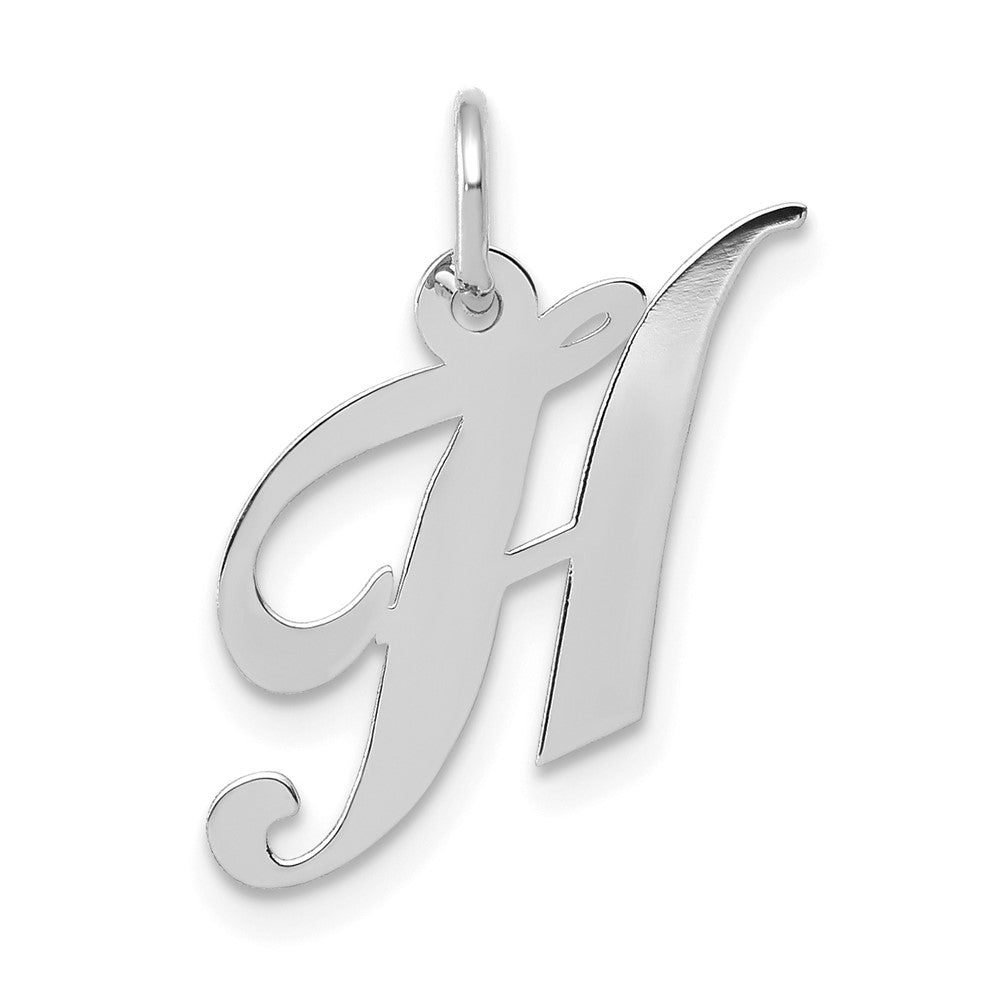 10K White Gold Small Fancy Script Initial H Charm