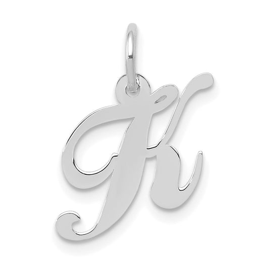 10K White Gold Small Fancy Script Initial K Charm