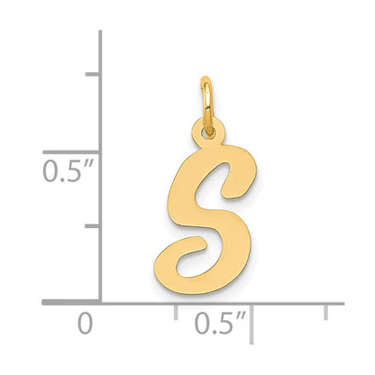 10K Yellow Gold 10K Medium Script Letter S Initial Charm