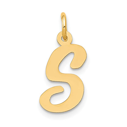 10K Yellow Gold 10K Medium Script Letter S Initial Charm
