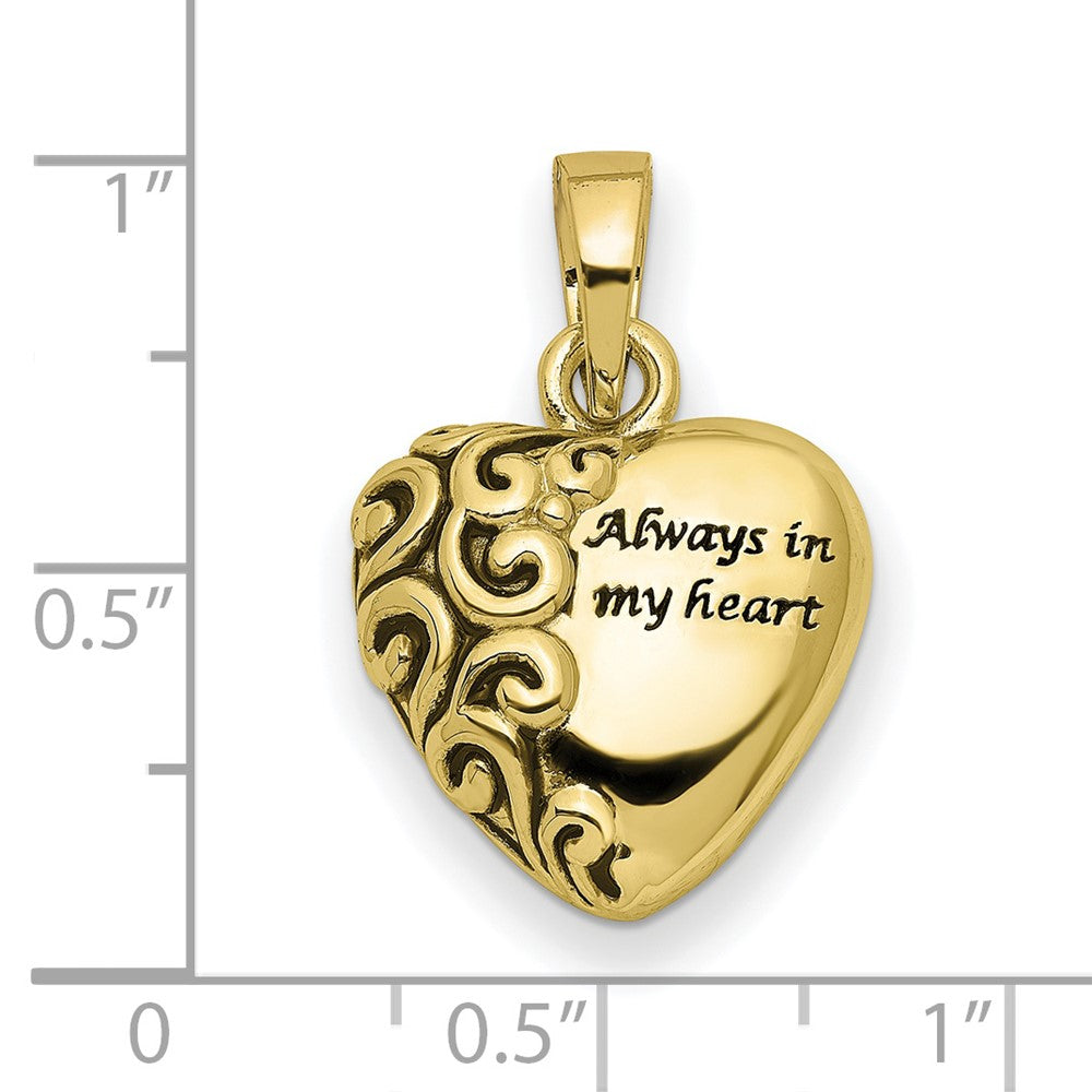 10K Yellow Gold Sentimental Expressions Heart Remembrance Ash Holder Pendant