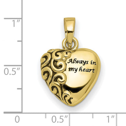10K Yellow Gold Sentimental Expressions Heart Remembrance Ash Holder Pendant