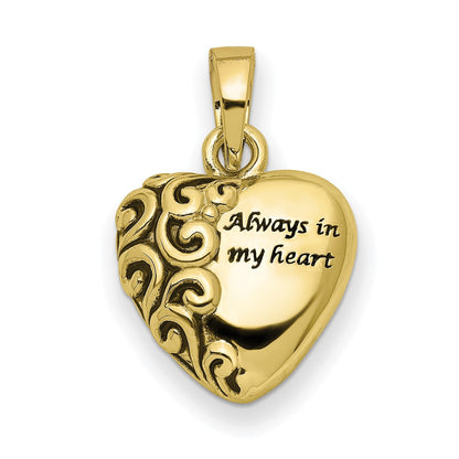 10K Yellow Gold Sentimental Expressions Heart Remembrance Ash Holder Pendant