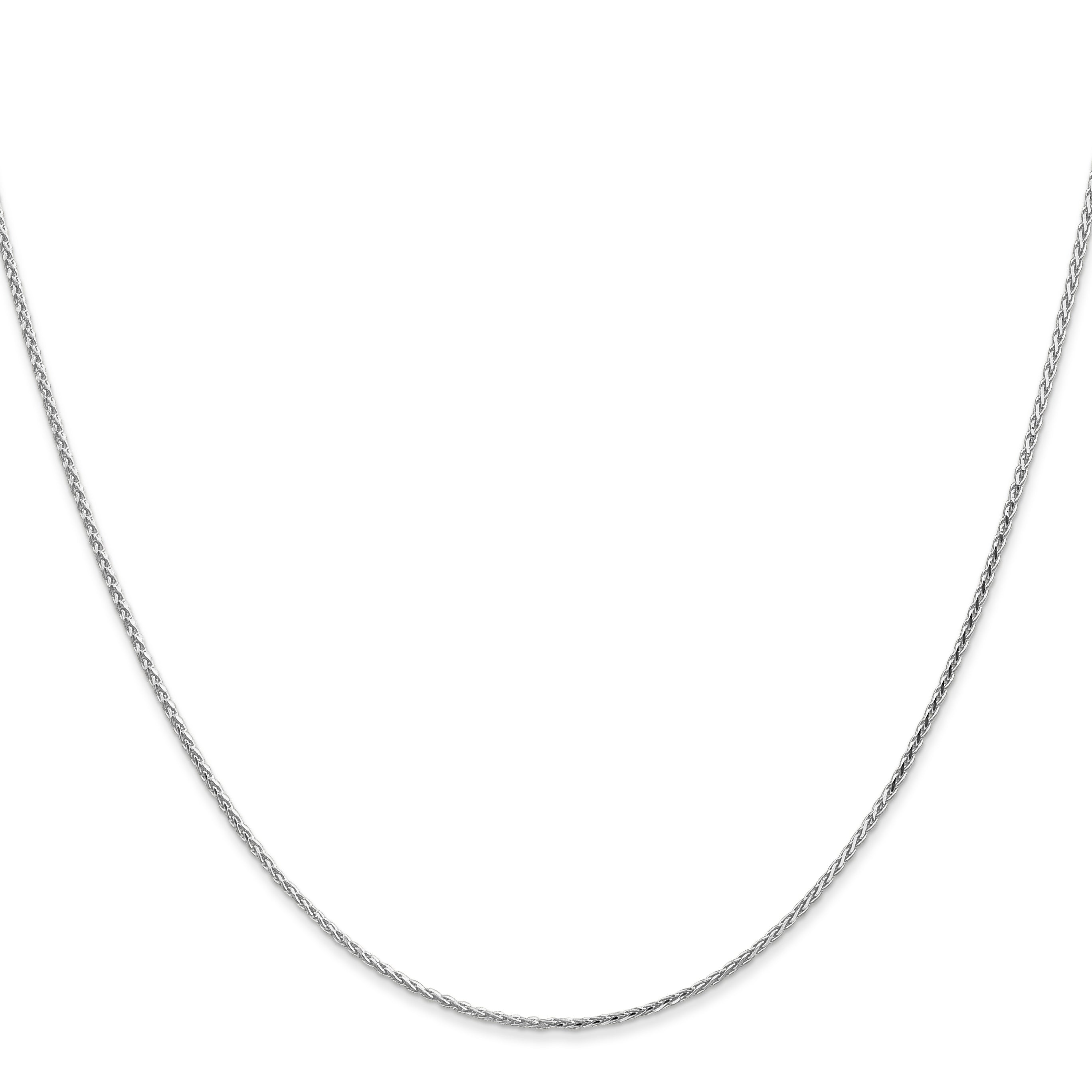18 Inch 14K White Gold 1.0mm D/C Wheat Chain Necklace