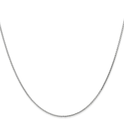18 Inch 14K White Gold 1.0mm D/C Wheat Chain Necklace