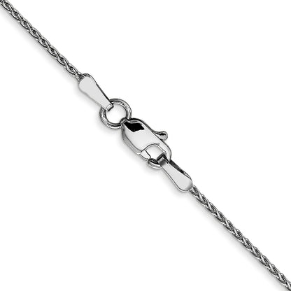 24 Inch 14K White Gold 1.0mm D/C Wheat Chain Necklace