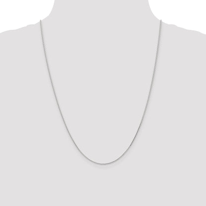 24 Inch 14K White Gold 1.0mm D/C Wheat Chain Necklace