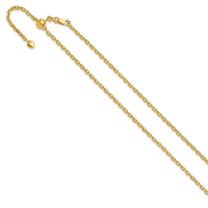 14K Adjustable 2.5mm Semi-Solid D/C Cable Chain Necklace