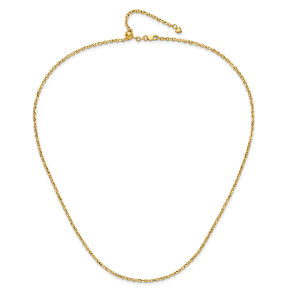 14K Adjustable 2.5mm Semi-Solid D/C Cable Chain Necklace