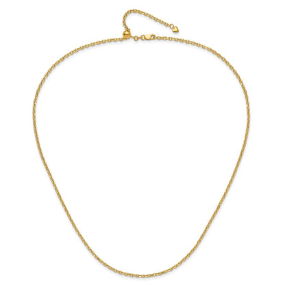 14K Adjustable 2.5mm Semi-Solid D/C Cable Chain Necklace