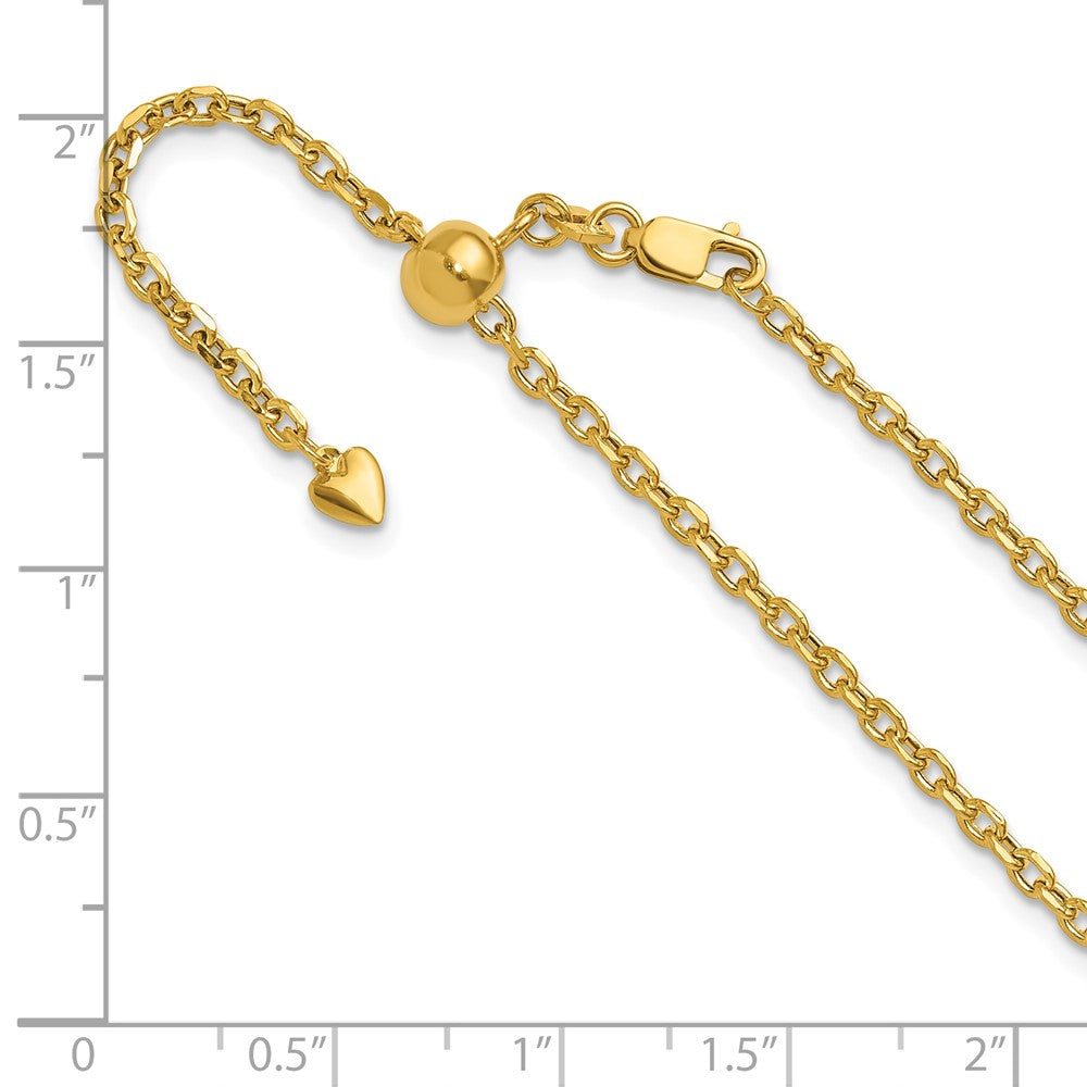 14K Adjustable 2.5mm Semi-Solid D/C Cable Chain Necklace