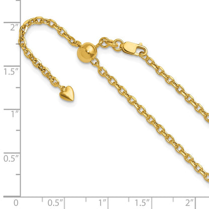 14K Adjustable 2.5mm Semi-Solid D/C Cable Chain Necklace