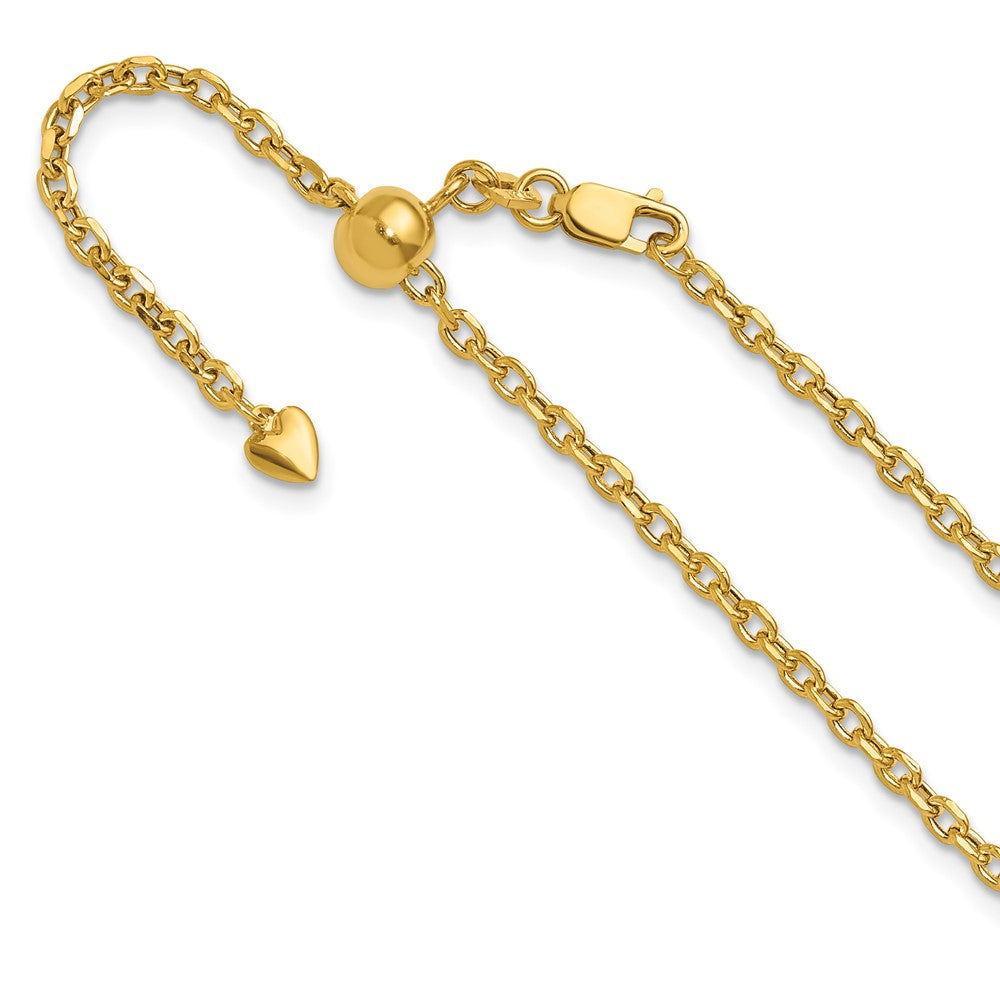 14K Adjustable 2.5mm Semi-Solid D/C Cable Chain Necklace