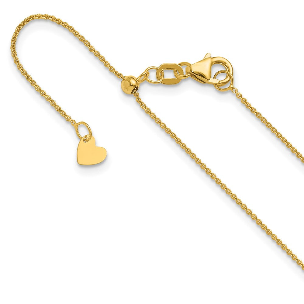 22 Inch 14K Adjustable .7mm Round Cable Chain Necklace