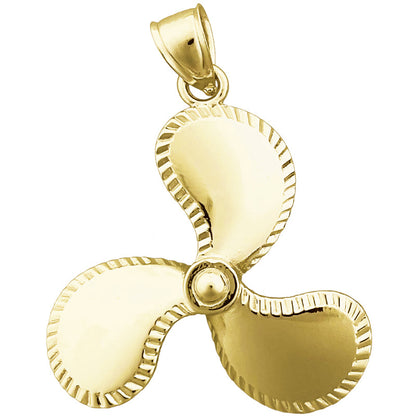 14K Gold 32MM Propeller Pendant