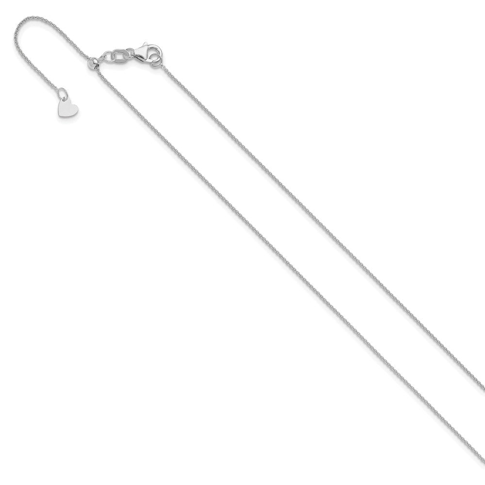 14K White Gold Adjustable .7mm Round Cable Chain Necklace