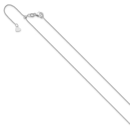 14K White Gold Adjustable .7mm Round Cable Chain Necklace