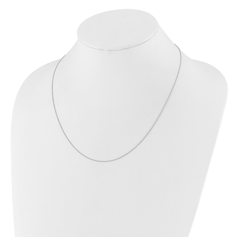 14K White Gold Adjustable .7mm Round Cable Chain Necklace