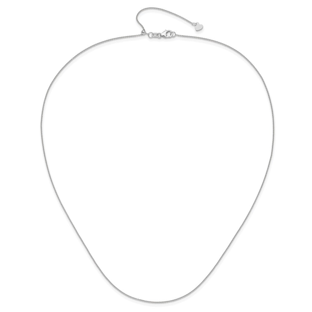 14K White Gold Adjustable .7mm Round Cable Chain Necklace