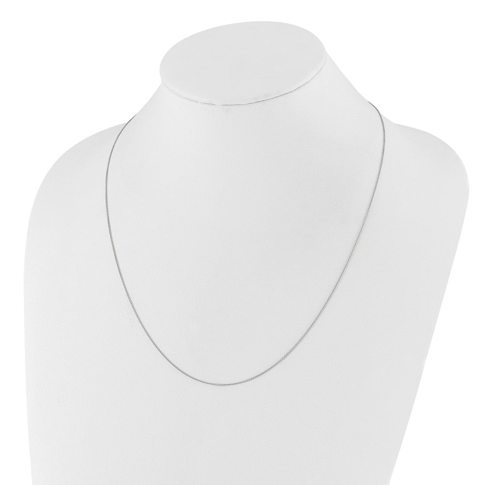 14K White Gold Adjustable .7mm Round Cable Chain Necklace