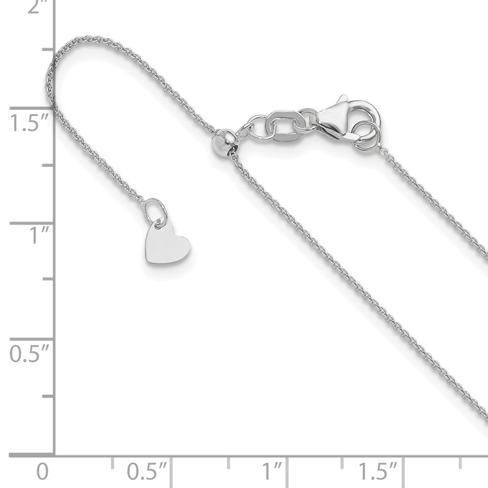 14K White Gold Adjustable .7mm Round Cable Chain Necklace