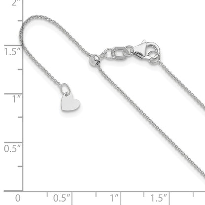 14K White Gold Adjustable .7mm Round Cable Chain Necklace