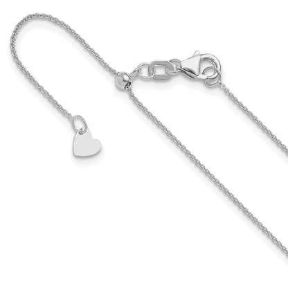 14K White Gold Adjustable .7mm Round Cable Chain Necklace