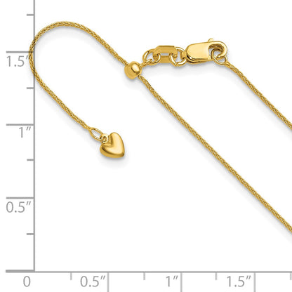 22 Inch 14K Adjustable .85mm Wheat Chain Necklace