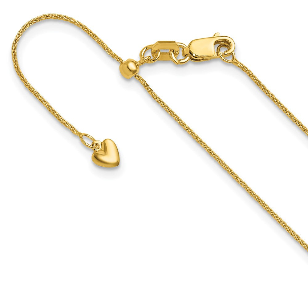 3 Inch 14K Yellow Gold Adjustable .85mm Wheat Chain Necklace