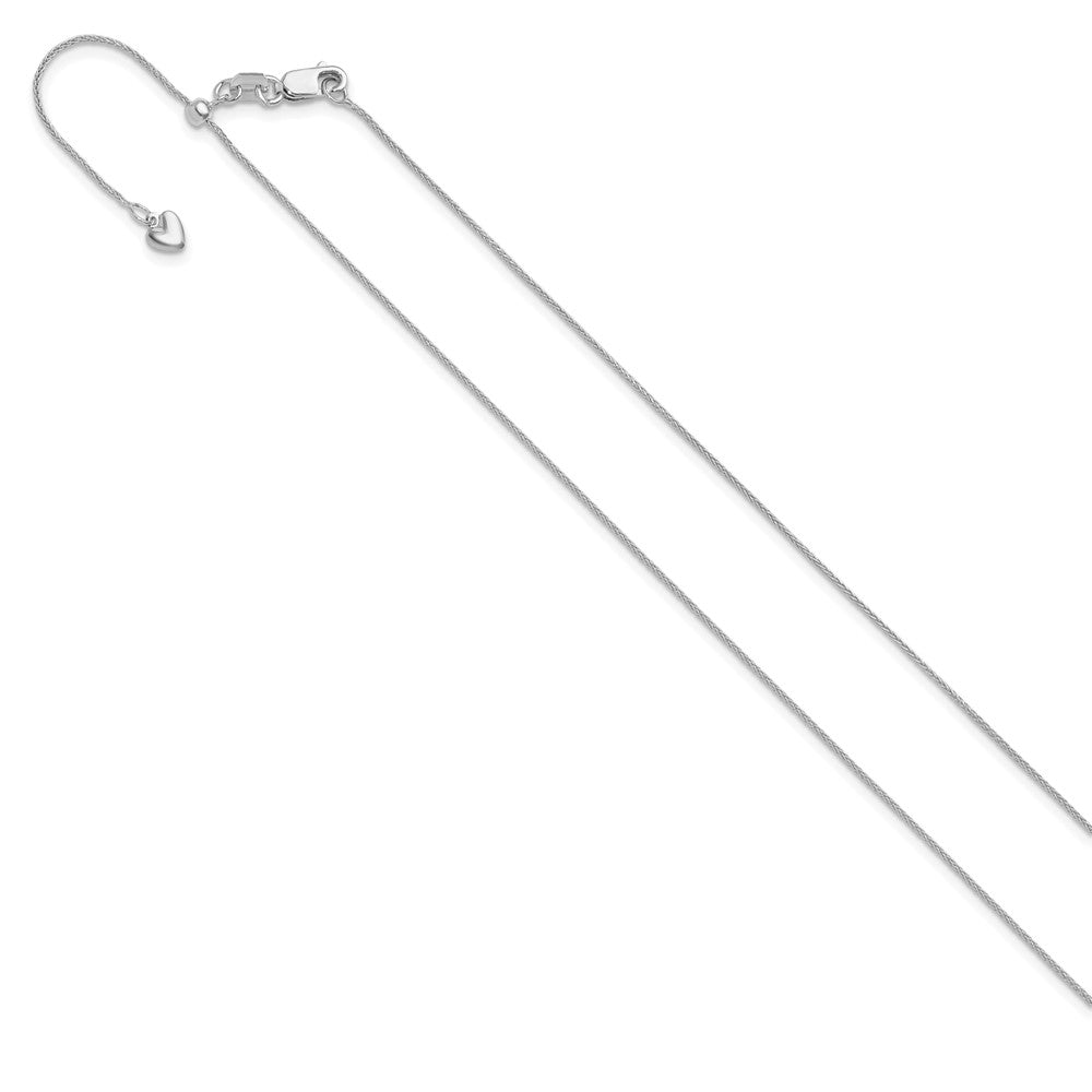 26 Inch 14K White Gold Adjustable .85mm Wheat Chain Necklace