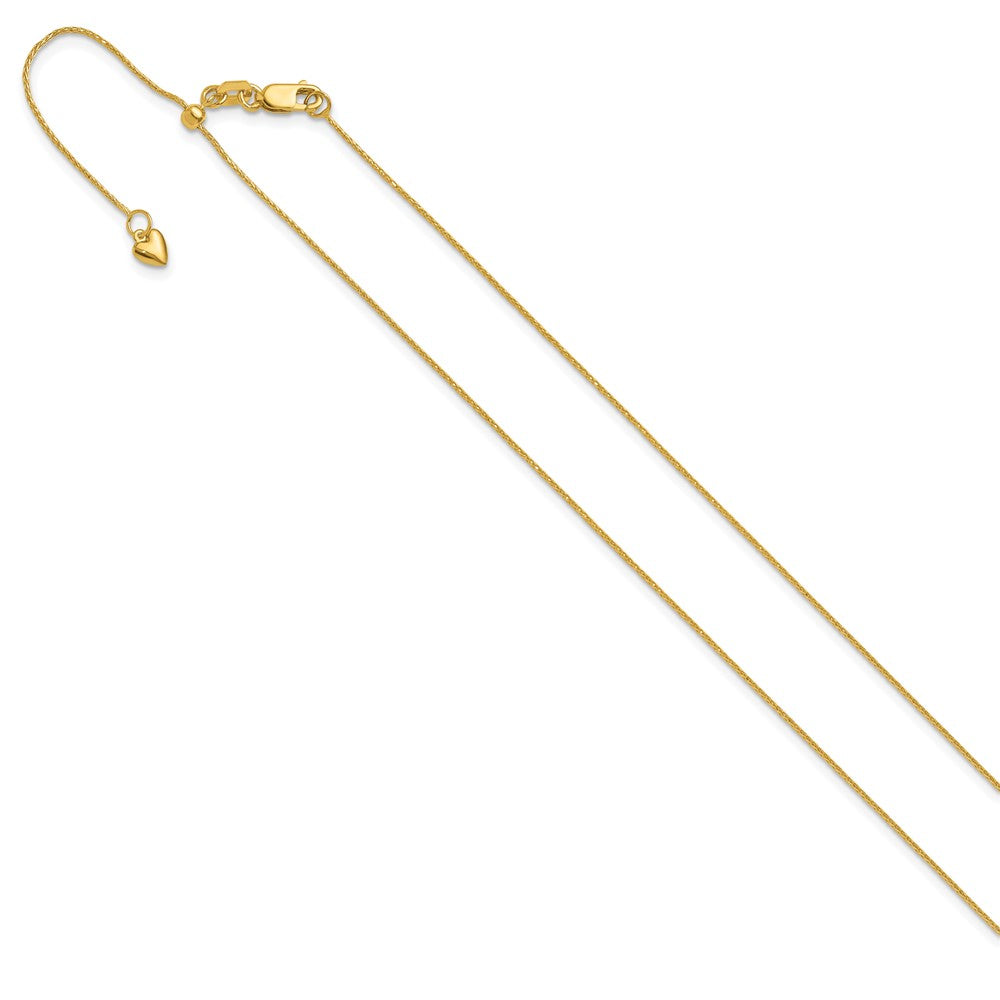 26 Inch 14K Yellow Gold Adjustable .8mm D/C Wheat Chain Necklace