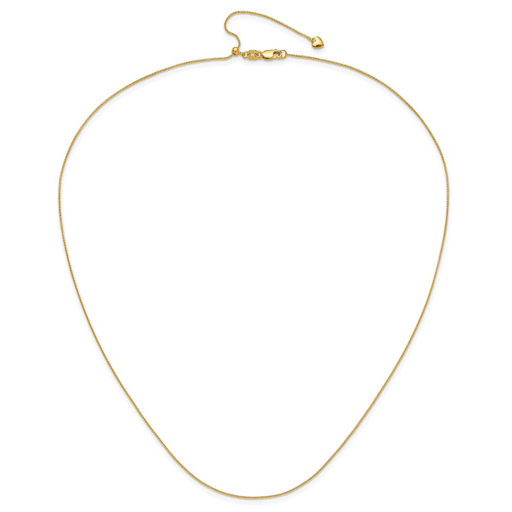 3 Inch 14K Yellow Gold Adjustable .8mm D/C Wheat Chain Necklace