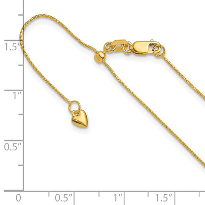 22 Inch 14K Adjustable .8mm D/C Wheat Chain Necklace